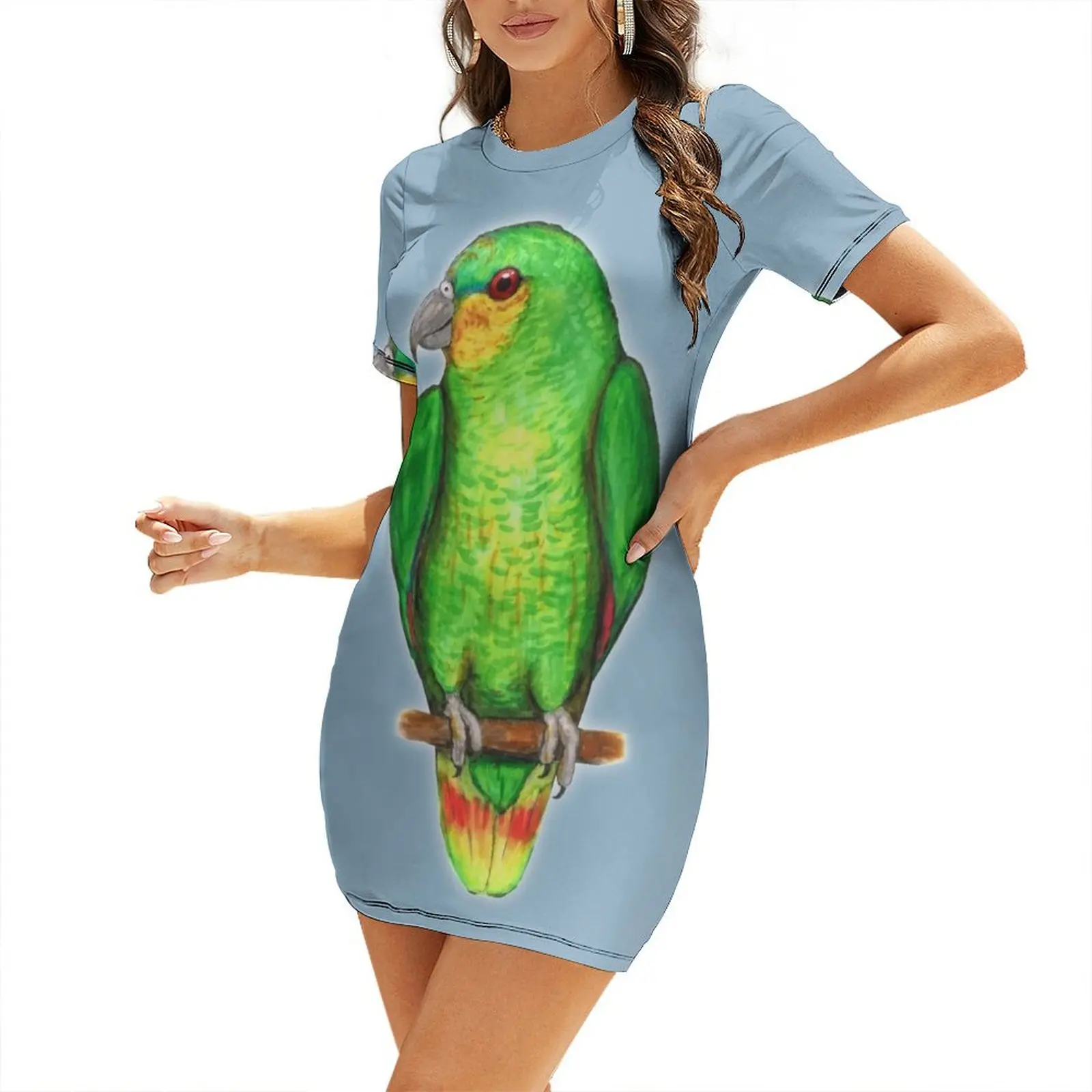 Summer Clothing Amazon - Vestido de manga curta com estampa