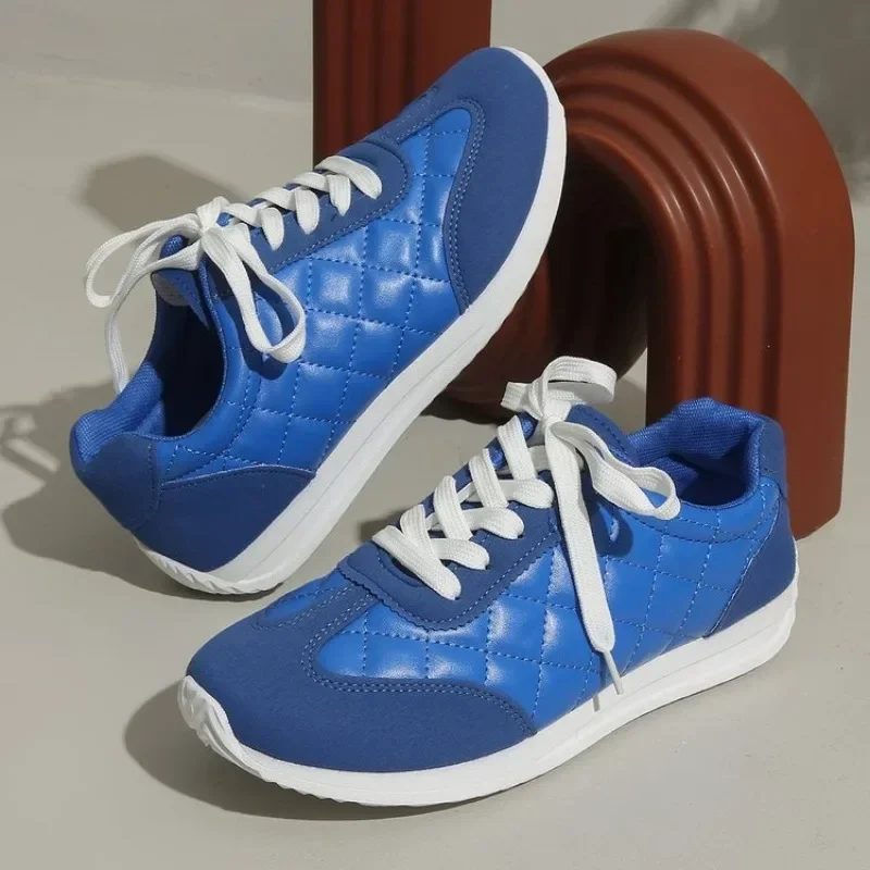 Summer Quilt - Tênis femininos acolchoados com cadarço, sapatos