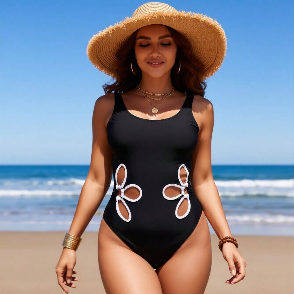 Swimsuit One Piece - Novo Maiô Feminino 2026: Preto Sólido,